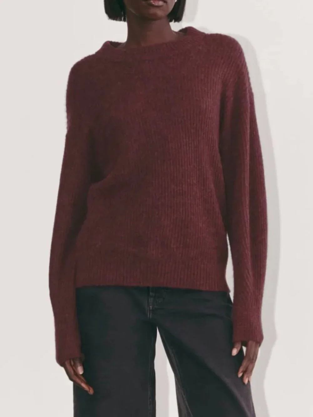 NWT Everlane The Cocoon Crew in Alpaca Burgundy Size XS - Picture 2 of 6